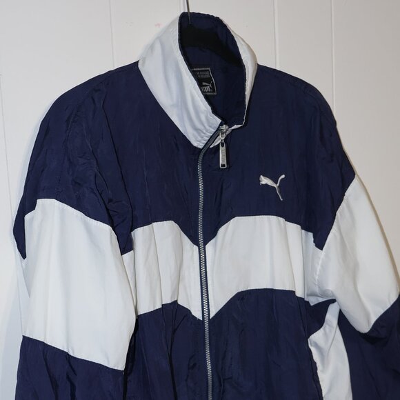Vintage Puma Windbreaker Jacket – Navy / White (Men’s M) - Picture 2 of 11